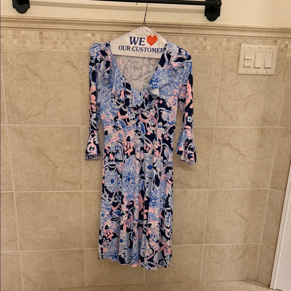 Lilly Pulitzer Blue and Pink Long Sleeve Dress